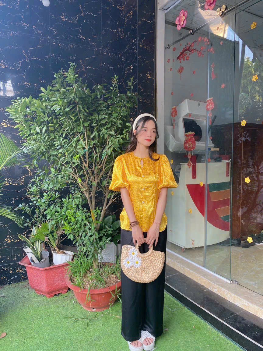 ÁO BÀ BA AN HUY LỤA GẤM TAY PHỒNG
