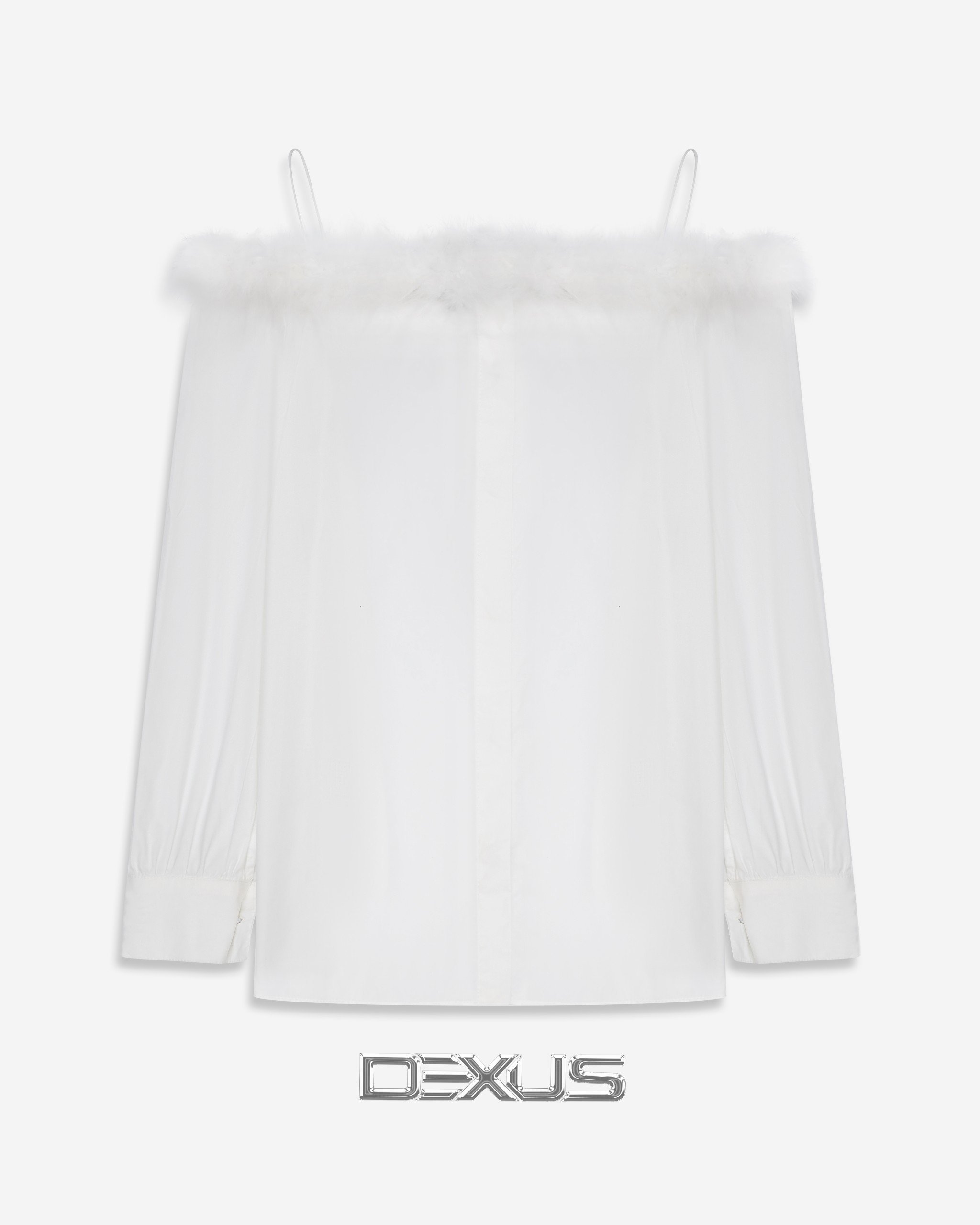 [DEXUS] ÁO TRỄ VAI MIX VIỀN LÔNG FEATHER TOP -  DXA140664