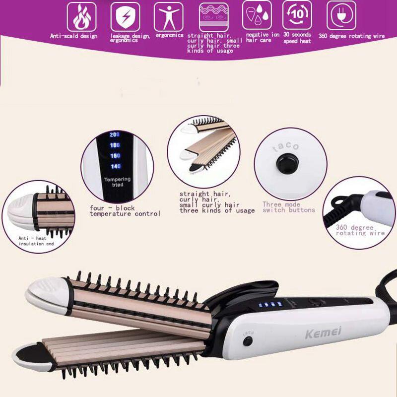 Máy uốn tóc 3 in 1 mức nhiệt KEMEI 6877