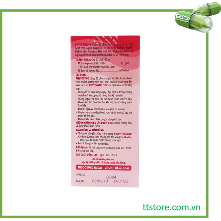Dung dịch vệ sinh Phytogyno cô gái 100ml / 250ml [phyto gyno, pytogyno]