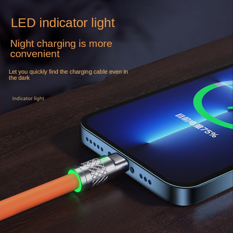 Dây Cáp Sạc Nhanh 120W 6A Bằng Silicone Dành Cho iPhone  / Type C / Android