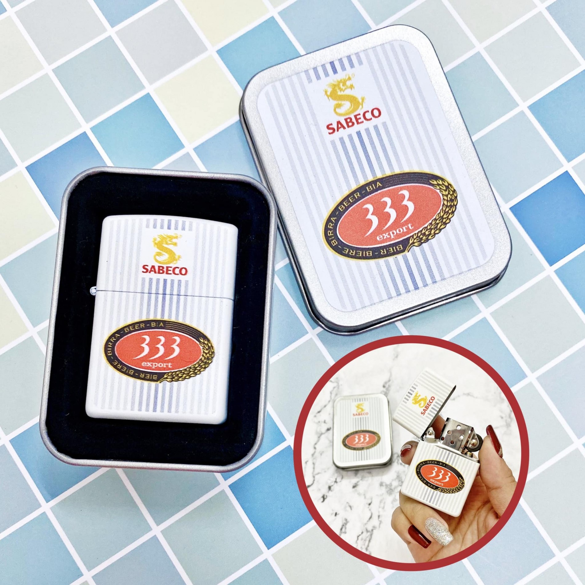 BẬT LỬA ZIPPO 2 MẶT LOGO BIA 333 GIÁ RẺ FULLBOX
