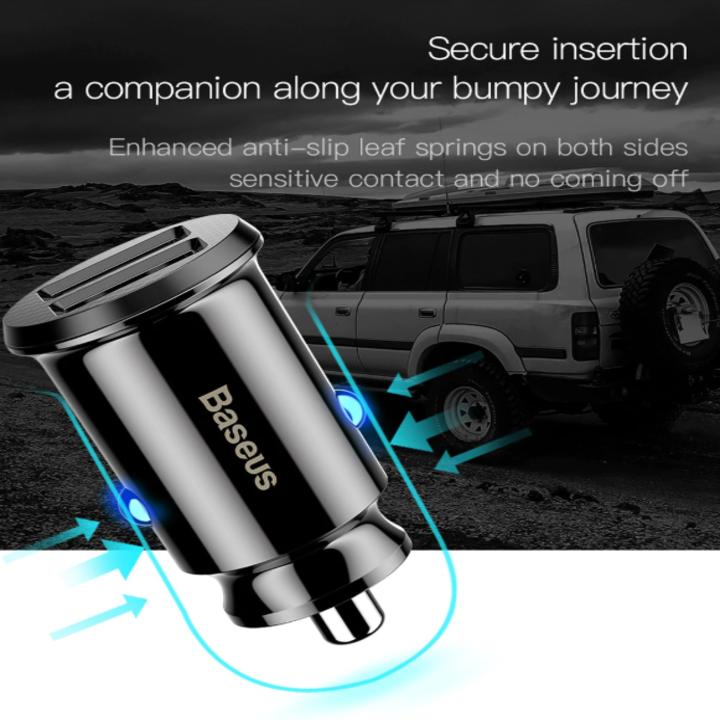 Tẩu sạc ô tô, xe hơi nhãn hiệu Baseus CCALL-ML01 dùng cho điện áp 12-24V, dòng ra 3.1A (Màu đen)