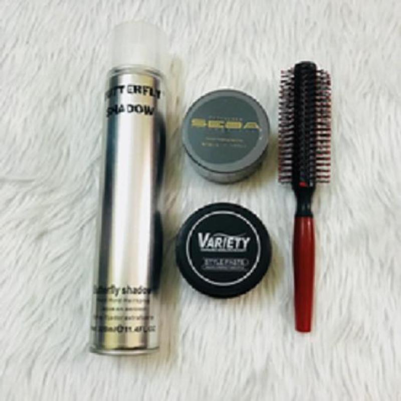 TẶNG LƯỢC - Combo Sáp Vuốt Tóc Seba + NF + Gôm Xịt Tóc Butterfly + Lược Tròn giá rẻ