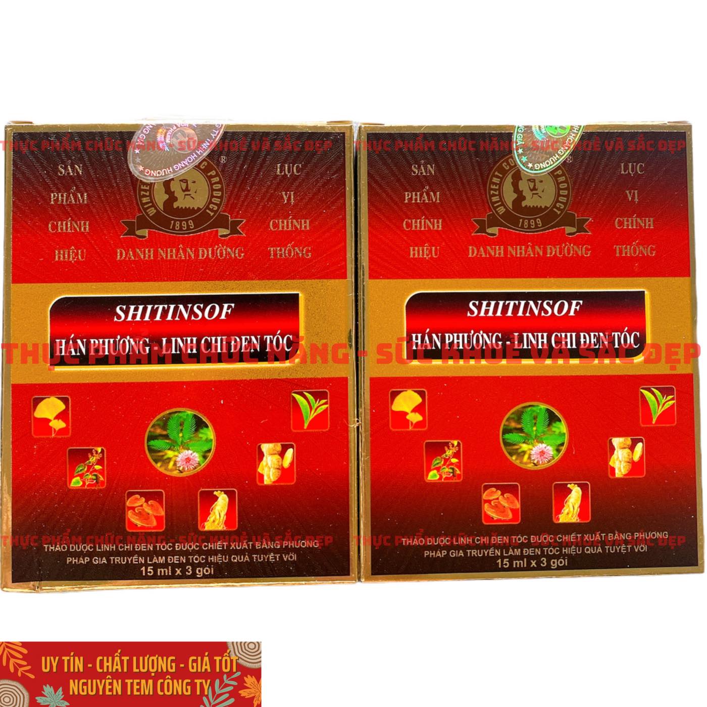 Combo 2 hộp dầu gội đen tóc linh chi hán phương shitinsof - hộp 3 gói cho 1 lần gội - chính hãng danh nhân đường