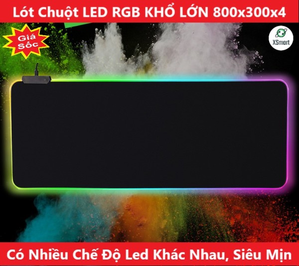 Lót Di Chuột Đèn LED RGB Nhiều Chế Độ Khác Nhau Loại Lớn SIZE 300*800*4mm Pad Chuột Full Bàn Cho Cả Bàn Phím Và Chuột