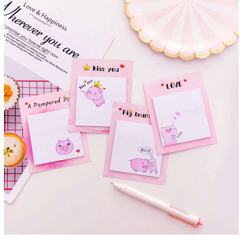 Giấy Note Ghi Chú Heo Hồng 30 Tờ
