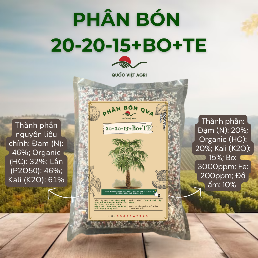 PHÂN BÓN CAO CẤP 20-20-15+Bo+TE (500g-3kg)