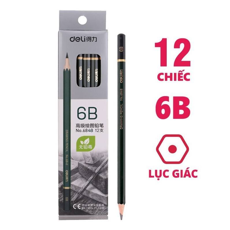 01 Cây Bút Chì Mỹ Thuật Deli 3B 4B 5B 6B