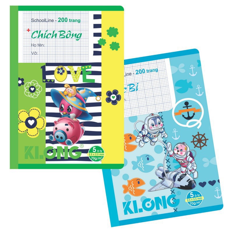 Vở 5 ô ly chích bông - 200 trang; ms 044 - khách sỉ ib