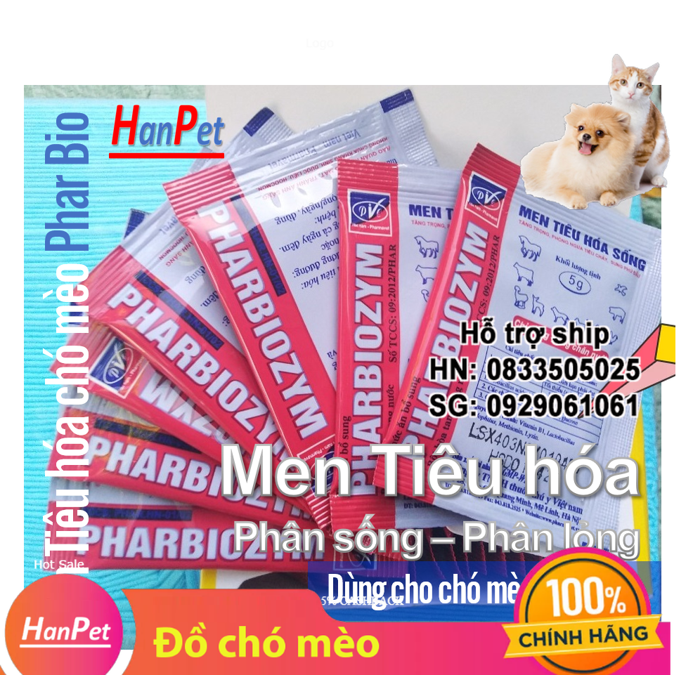 Hanpet - Men tiêu hóa sống 2 gói PHAR BIO (Combo 2 gói 5gr) Men tiêu hoá dùng cho chó mèo biếng ăn (Biotic của công ty Pharmavet)