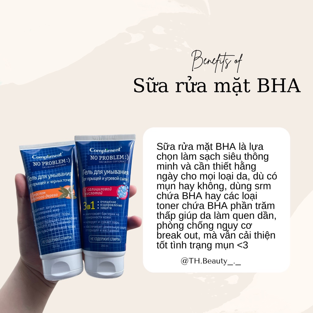 Gel rửa mặt Compliment No Problem giảm viêm, mụn rõ rệt