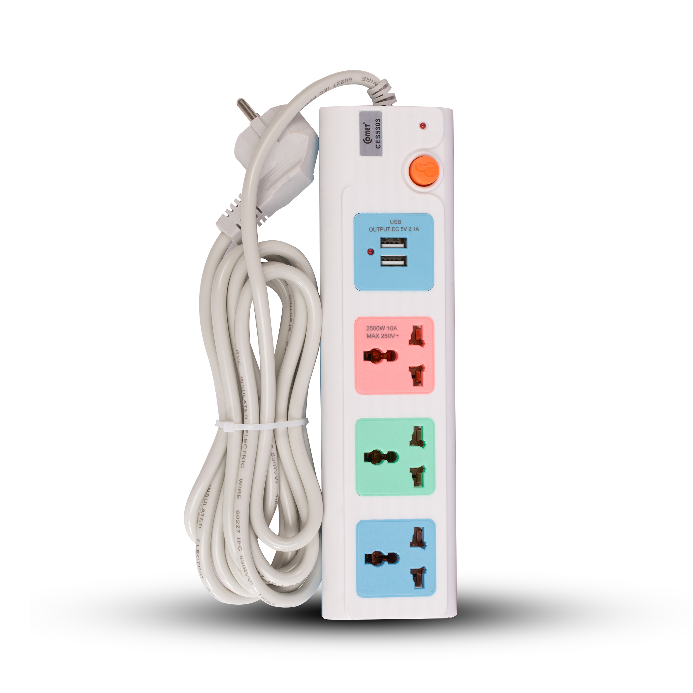 Ổ Cắm Điện Đa Năng Comet CES5303 – 3 Chấu + 2 USB, Dây 3m, An Toàn – Tiện Dụng Mọi Nơi!