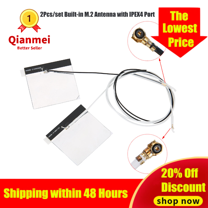 Qianmei 2Pcs DIY IPE Gene4 Built-in NGFF/M.2 WiFi Antenna with IPEX4 Port 2.4/5G