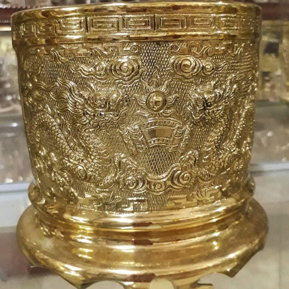 Bát hương/ bát nhang đồng vàng 14cm