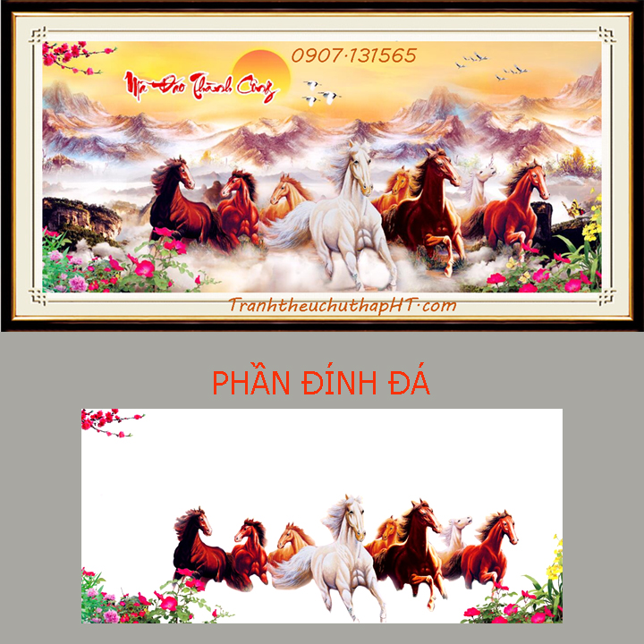 Tranh đính đá Mã đáo thành công VS485: 120*65cm - (tự đính)