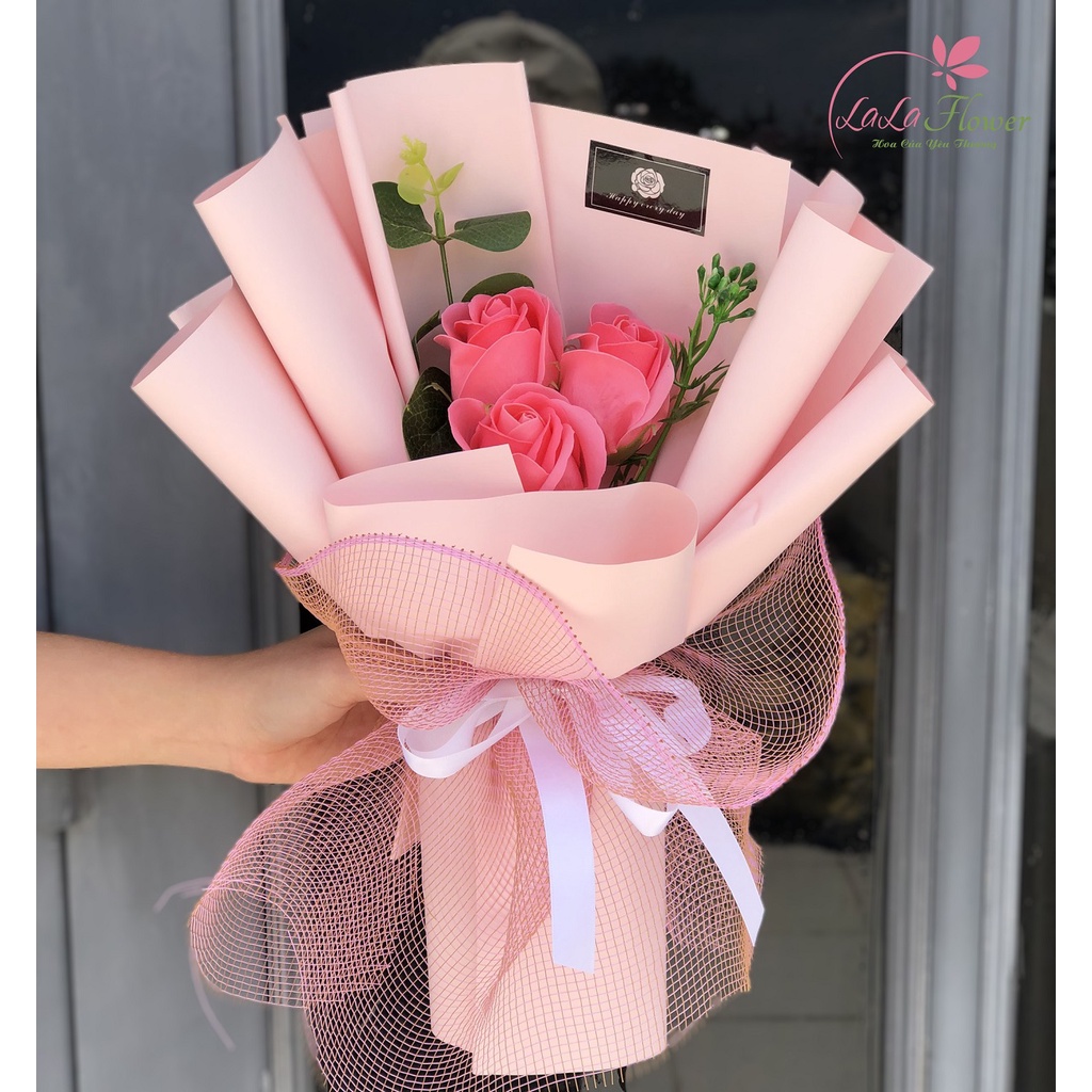 Bó hoa hồng sáp thơm 3 bông - hoa tặng mẹ 20/10, 8/3,quà tặng bạn gái valentine, sinh nhật