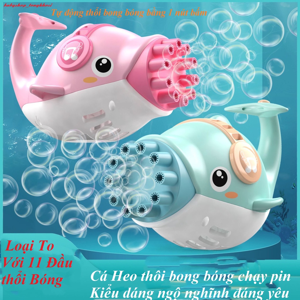 Cá heo thổi bong bóng, súng cá heo bắn bong bóng xà phòng 8 nòng siêu mạnh, vui nhộn, đáng yêu