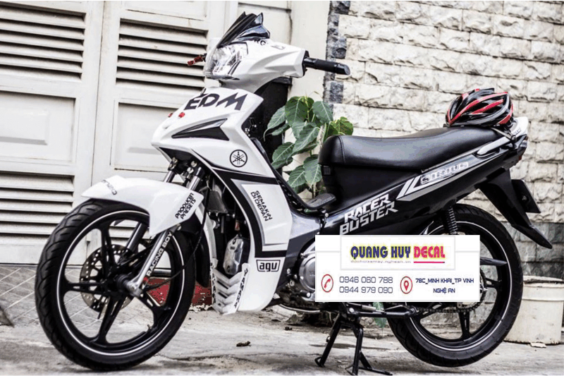 Tem trùm xe sirius trắng đen đẹp - Tem  dán xe máy sirius trắng đen thiết kế theo yêu cầu - tem trùm sirius độ chế đẹp và rẻ chất