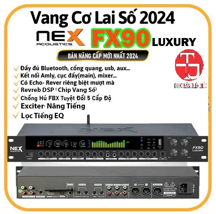 MẪU MỚI | Vang Cơ Lai Số Equalizer Nex Acoustics Fx90 Luxury Bản Cao Cấp Chống Hú 5 Cấp Độ - Kết Hợp EQ, Tiếng Echo, Reverb Siêu Sáng, Sạch Tiếng, Đầy Đặn, BH 1 NĂM.