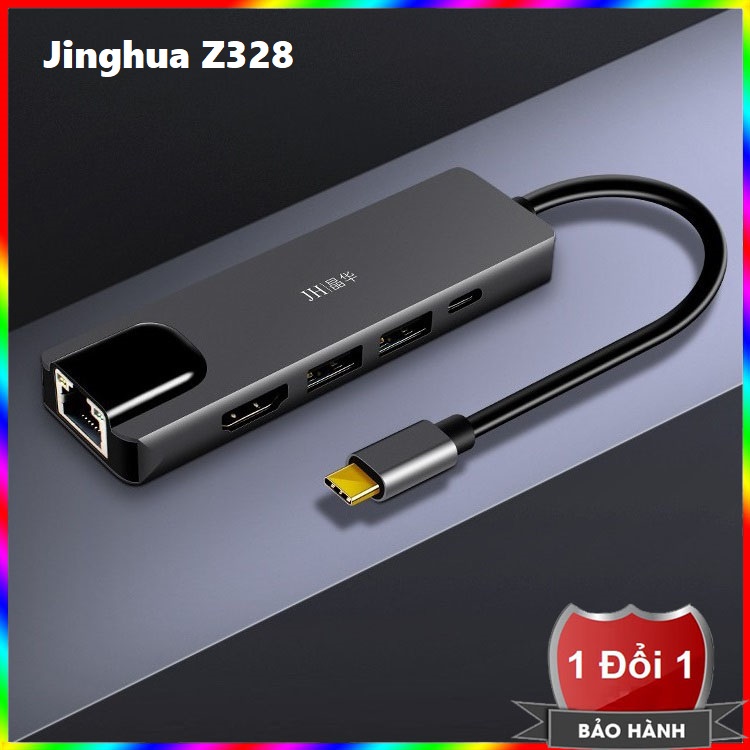 Hub usb type-c ra hdmi, ethernet, usb và pd 60w cho macbook, dell xps, asus, surface - jinghua z328 - cáp kết nối type c to lan, type c to hdmi, type c to usb