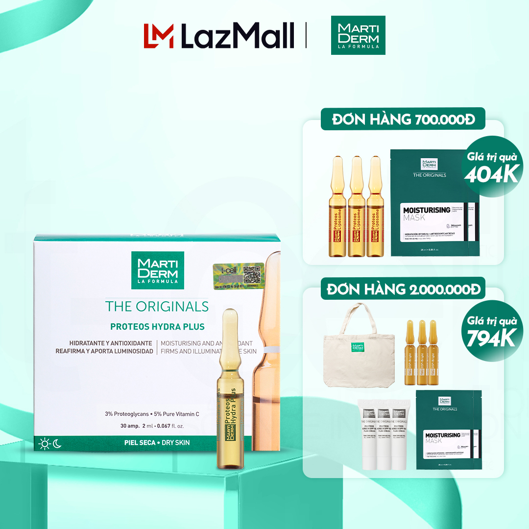 Ampoule Dưỡng Ẩm, Làm Săn Chắc & Ngừa Lão Hoá Da - MartiDerm The Originals Proteos Hydra Plus