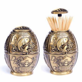 Lọ Đựng Tăm Đồng Hình Trứng Nhấn Nút