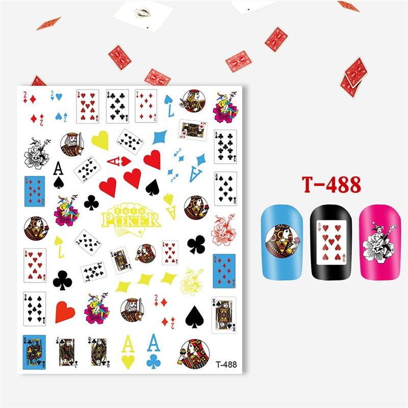 Sticker 3d - hình dán móng tay bài tây rõ ràng sắc nét