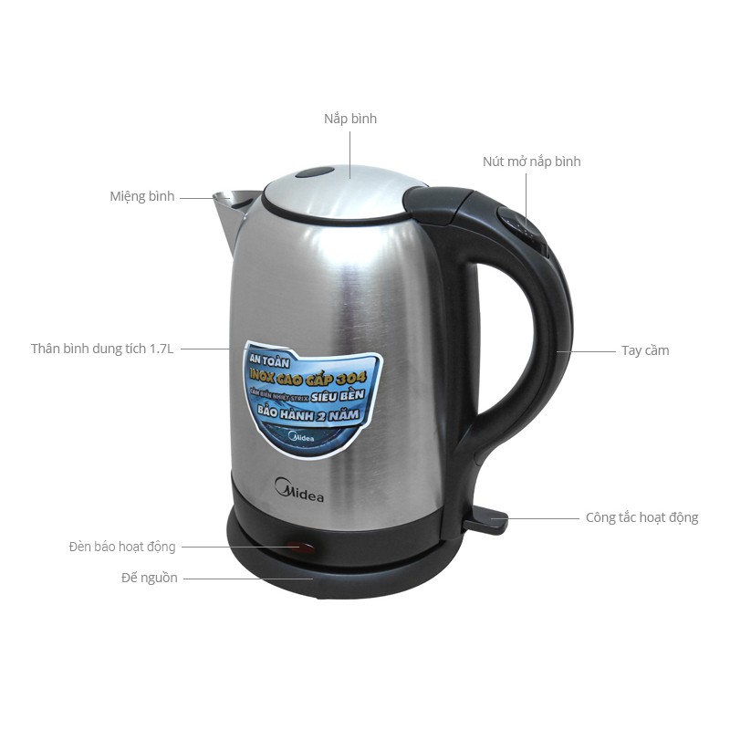Bình Đun Siêu Tốc Midea MK-17SS