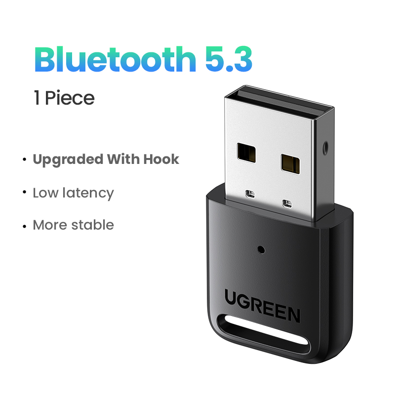 【Mua 1 vẫn Freeship】UGREEN Bluetooth 5.3 Mini Adapter PC USB Receiver Date Transfer for Wireless Mouse Keyboard Printer Speaker 20M Support Windows 11 10 8.1 Model:90225