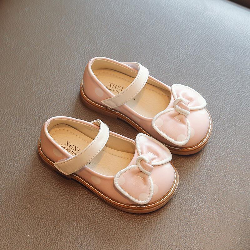 Giày búp bê bé gái, giày vintage nơ chấm bi da mềm êm chân cho bé gái từ 1 tuổi -5 tuổi