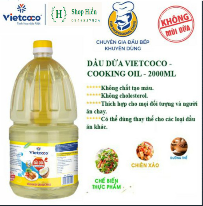Combo 2 chai dầu ăn dừa Vietcoco 2L