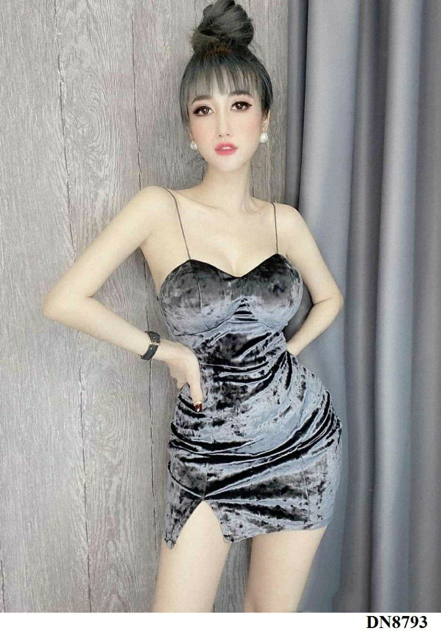 đầm body 2 dây cúp quả ngực sexy