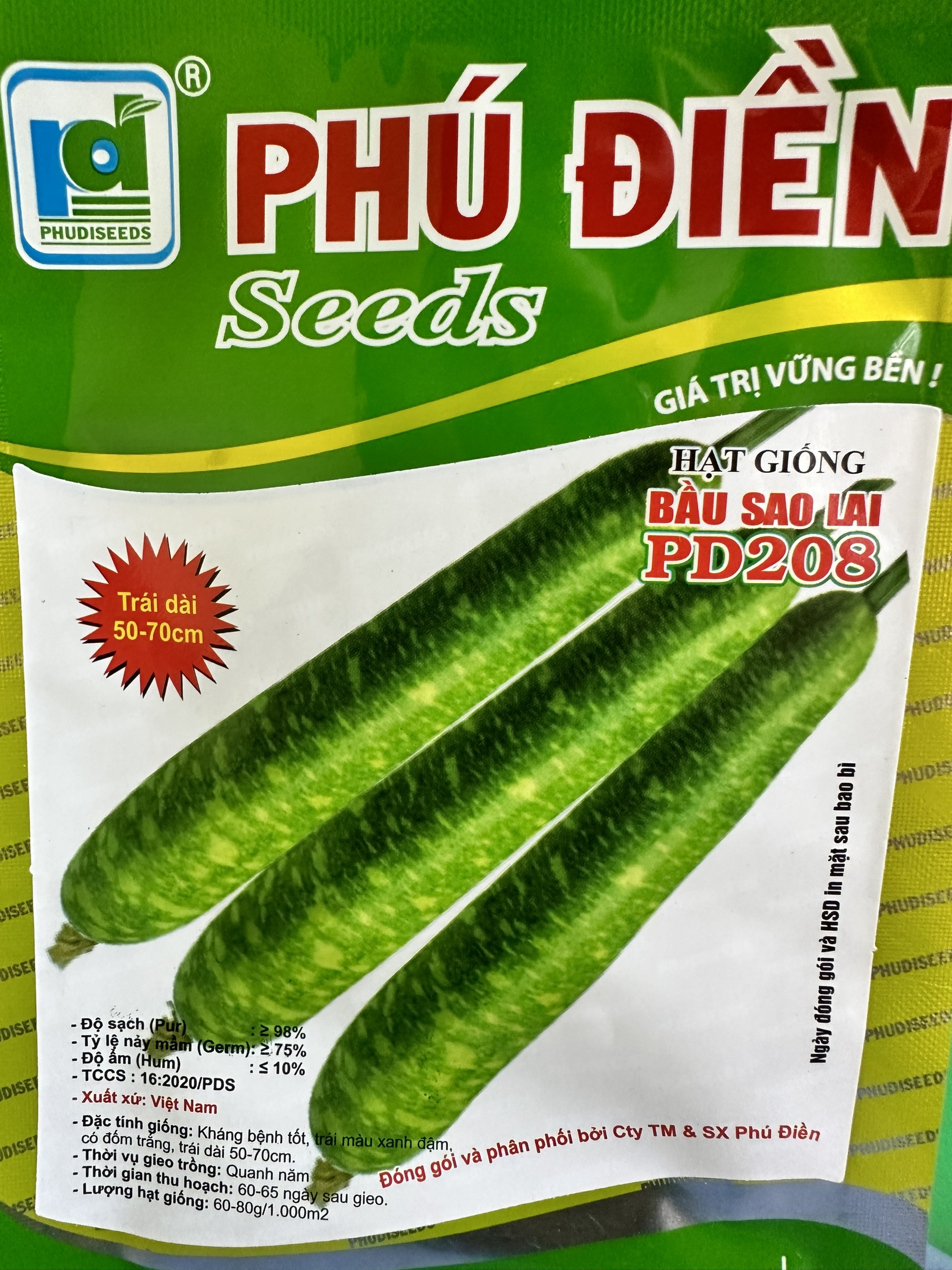 Hạt giống bầu sao trái dài PD208
