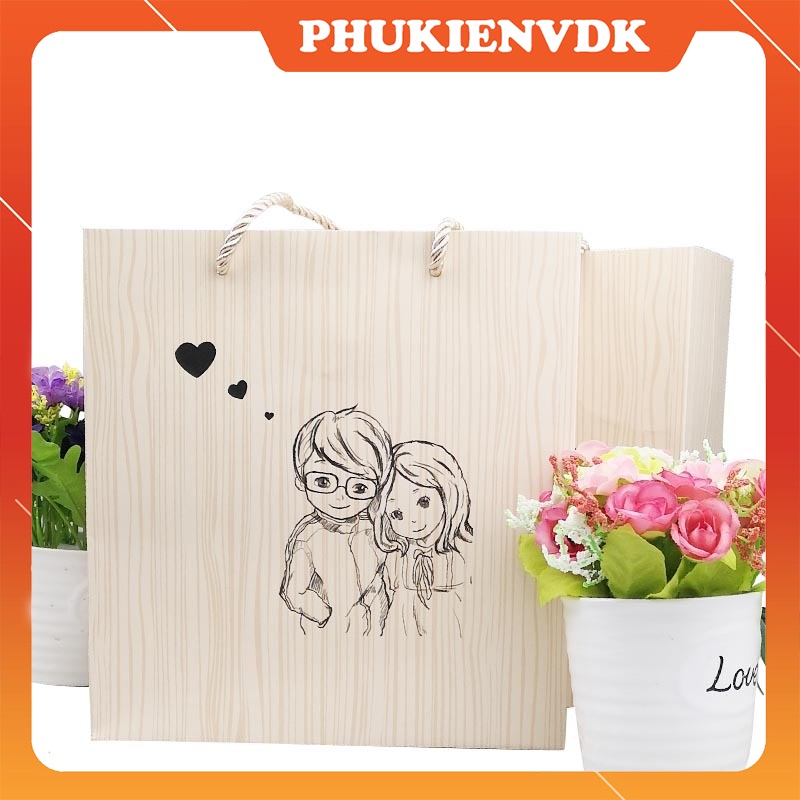 Túi quà tặng túi giấy cứng cao cấp hình cặp đôi tình yêu love valentine độc đáo
