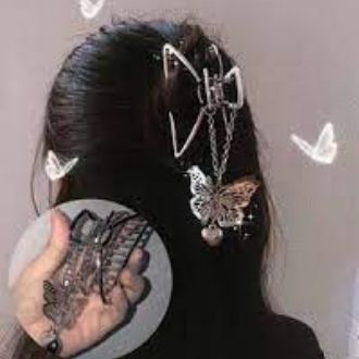 Kẹp Tóc Kim Loại Phối Xích Butterfly