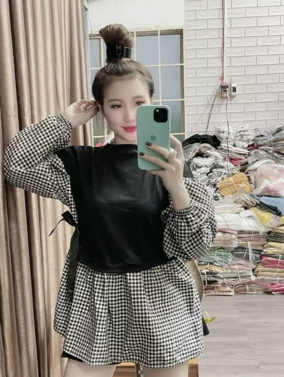 [HCM]Áo Babydoll Phối caro