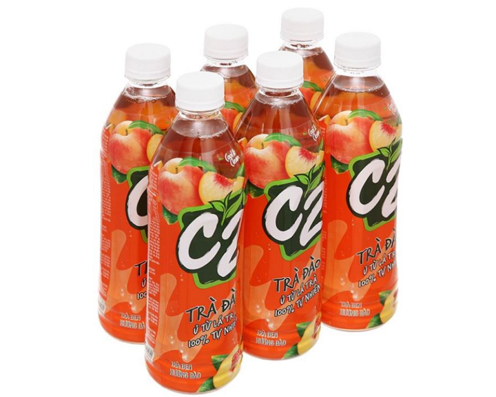 Thùng 24 chai trà đen c2 hương đào 455ml / lốc 6 chai trà đen c2 hương đào 455ml