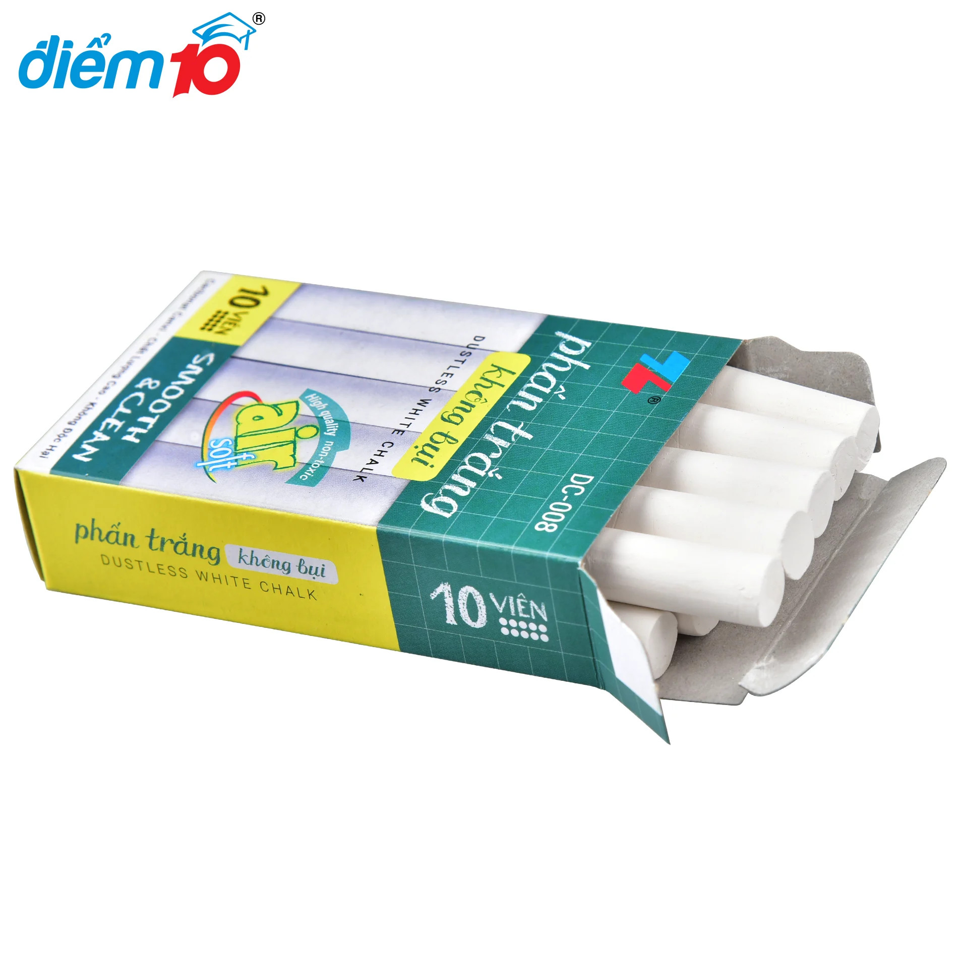 Combo 10 Hộp Phấn trắng không bụi Thiên Long DC-008