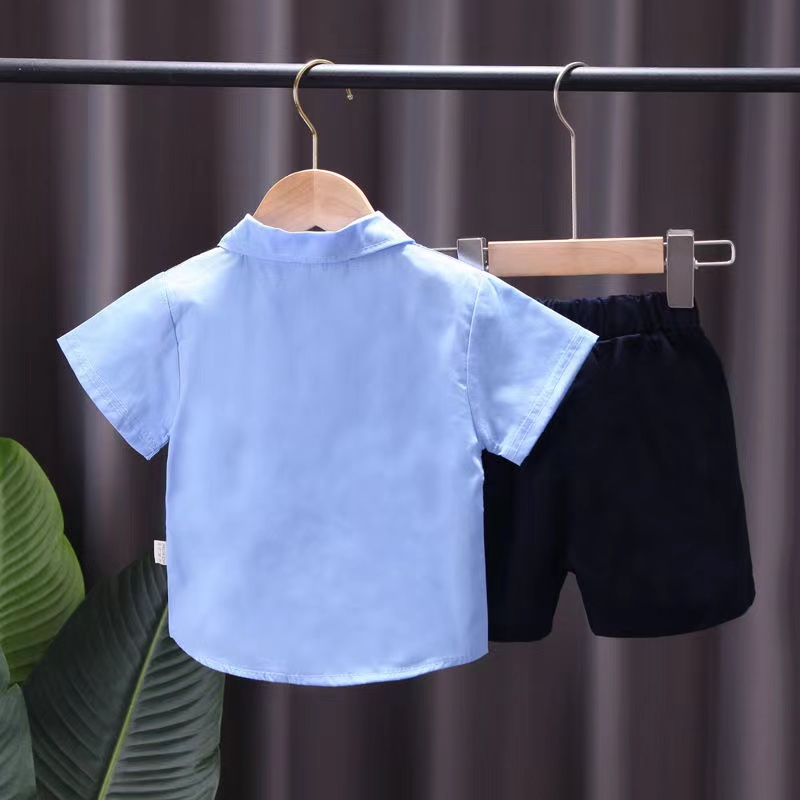 Set Đồ 2 Món Thời Trang Cho Bé Trai Thời trang cà vạt áo sơ mi