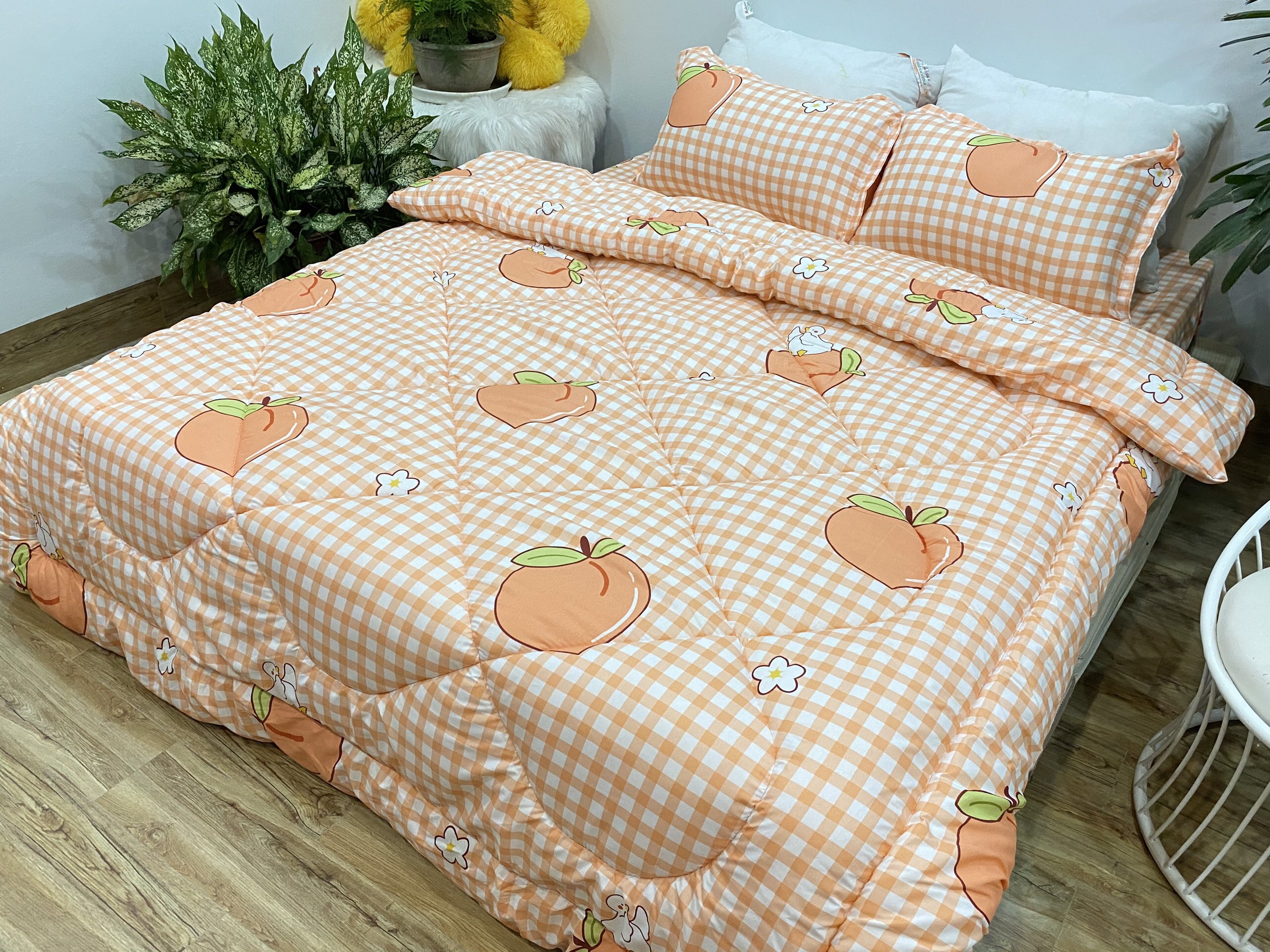 Bộ Chăn Phao 5 Món ( Gồm 1 Chăn Phao + 1 Ga Bo Chun + 2 Vỏ Gối Nằm + 1 Vỏ Gối Ôm) Mẫu  Phao 36