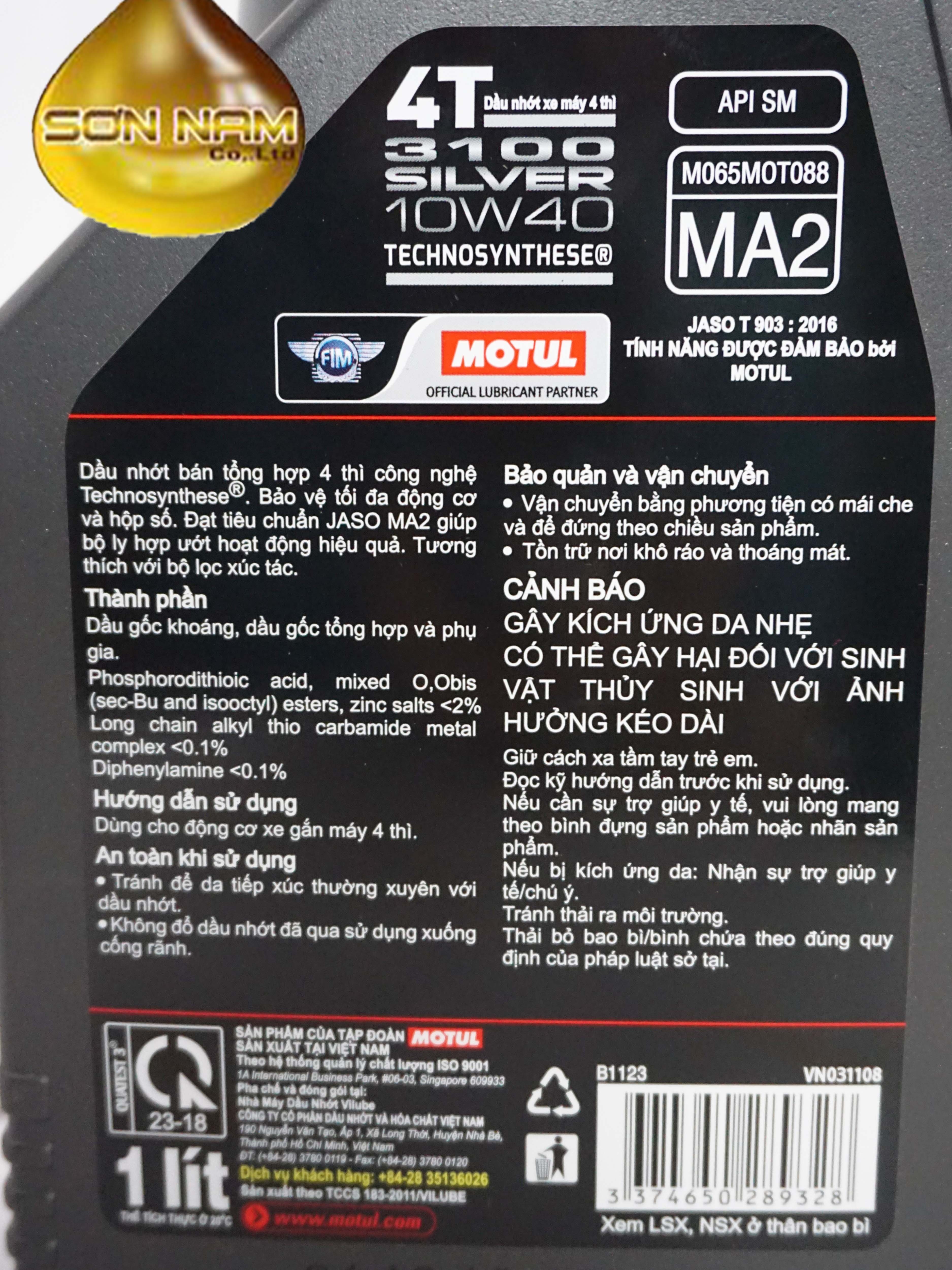 Dầu Nhớt Xe Số MOTUL 3100 SILVER 10W40 1lit