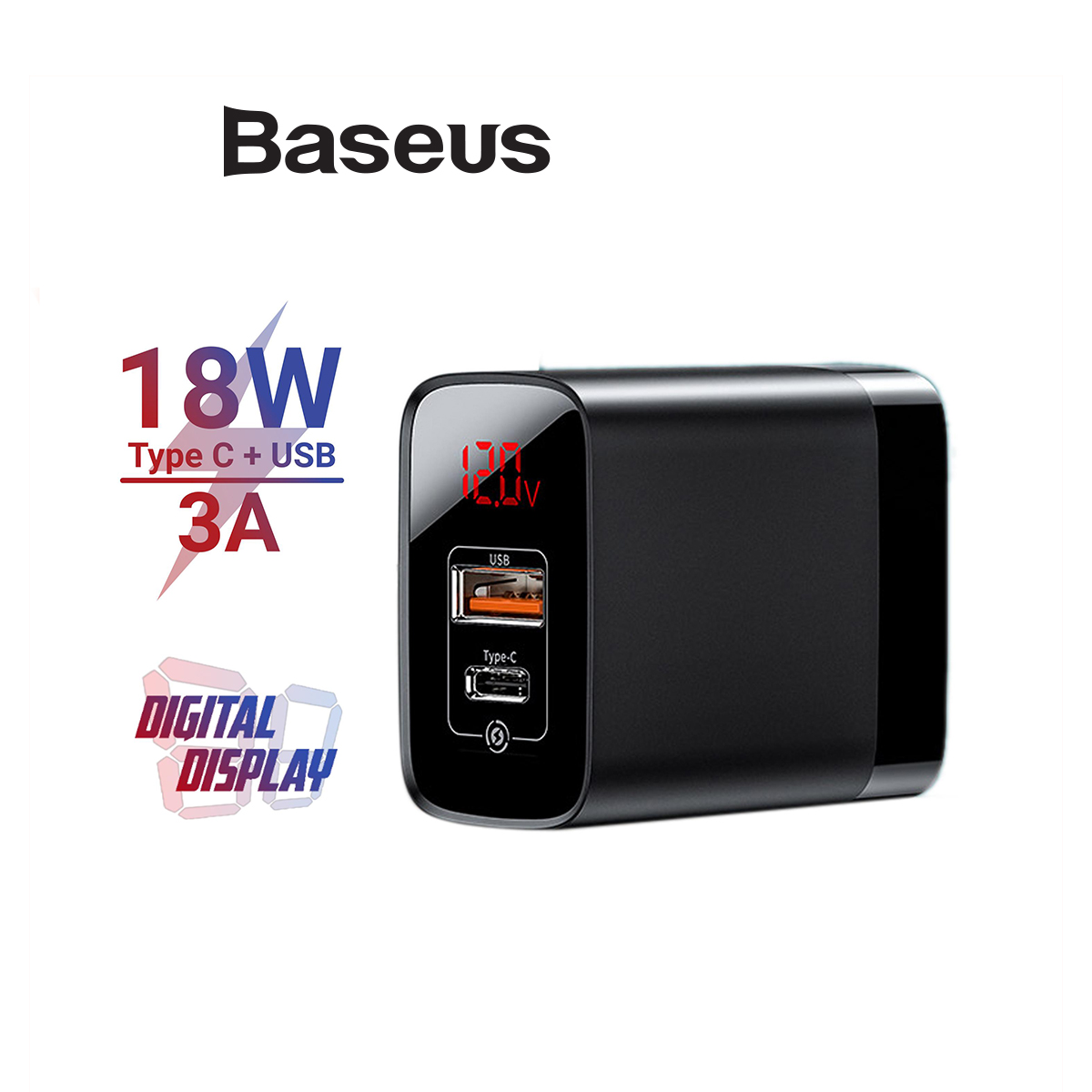 Củ sạc nhanh Baseus Compact sạc nhanh PD 20W, Quick Charger ( USB + Type C Dual Port, QC 3.0 Multi Quick Charge Support ) chân cắm US