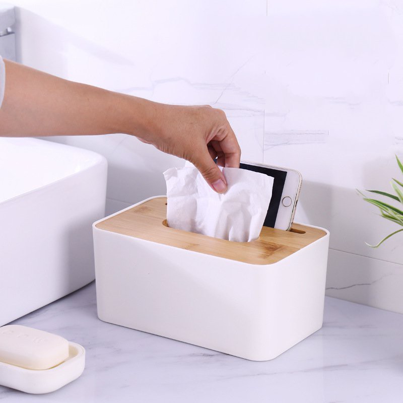 Hộp đựng giấy ăn nắp gỗ cao cấp