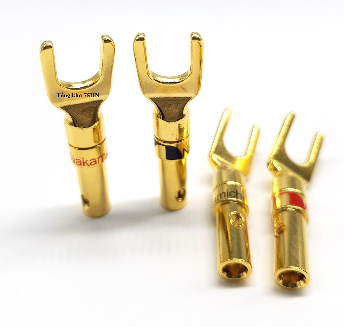 4 đầu - Jack gài audio loa/Amplifier Đầu audio càng cua chữ Y độ mở 9.0mm/OD-4.0mm Nakamichi Japan Hi-end