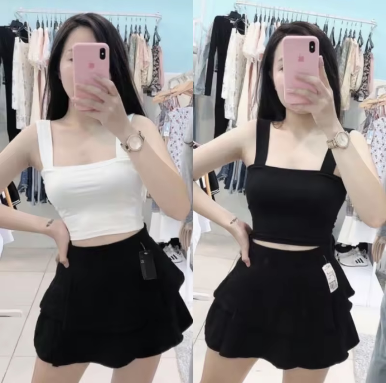 Áo CC lưới hồng phối trắng xinh 8151 main image 1
