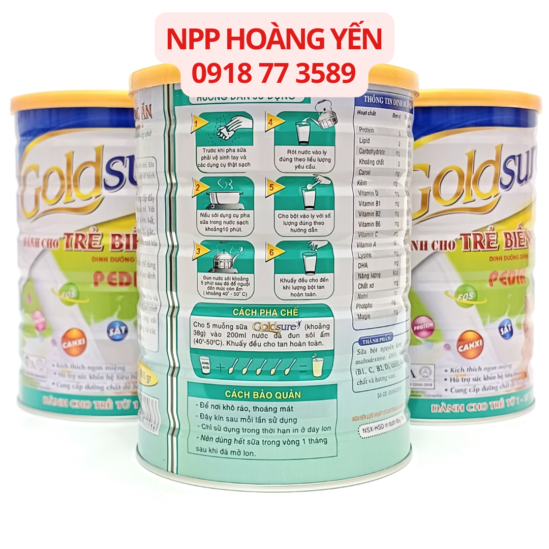 Sữa tăng cân GOLDSURE PEDIA NL cho trẻ biếng ăn 900g (có video)