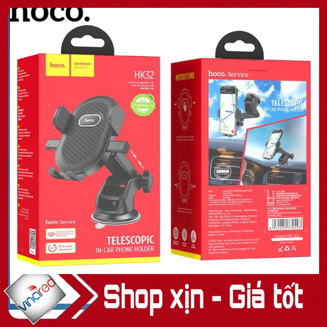 Giá đỡ điện thoại kẹp hít kính xe hơi Hoco HK32