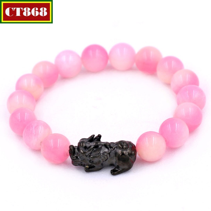Vòng tay đá ngọc tủy hồng 10 ly tỳ hưu đen vnththe10
