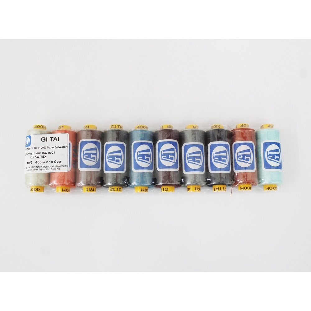 Set 10 cuộn chỉ may Gitai 400m 10 màu khác nhau